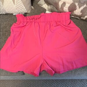 SHEIN Hot Pink High Waist Ruffle Shorts